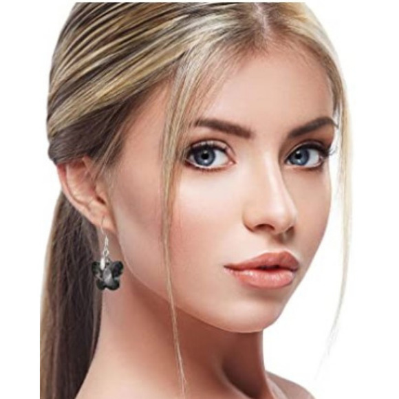 Butterfly Earrings Dangle Crystal Cut Earrings Butterflies Silver Translucent - Picture 8 of 8